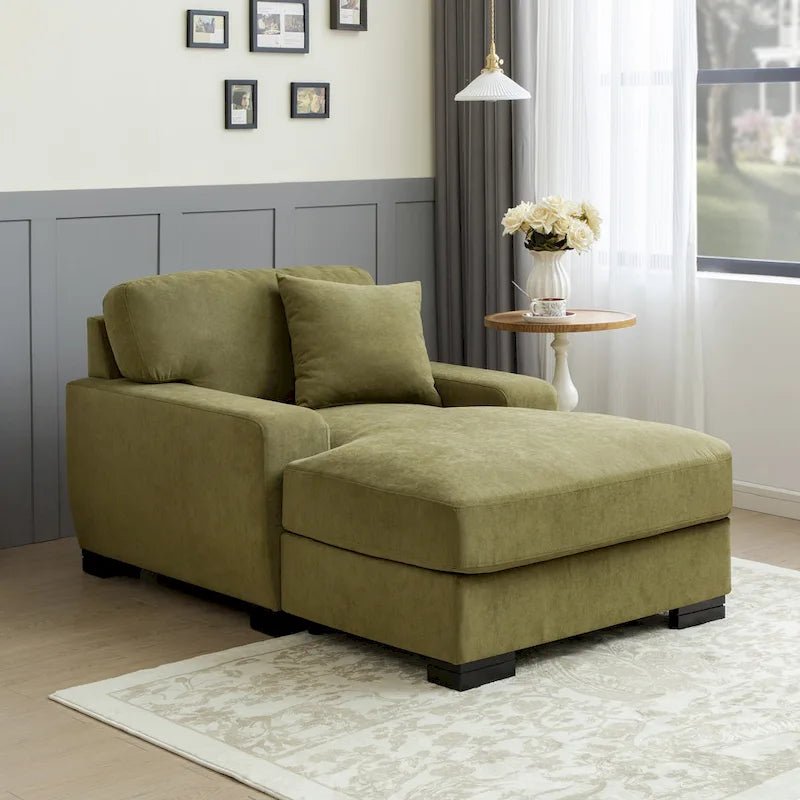 Canapé-lit moderne surdimensionné avec méridienne, style mi-siècle, avec coussin