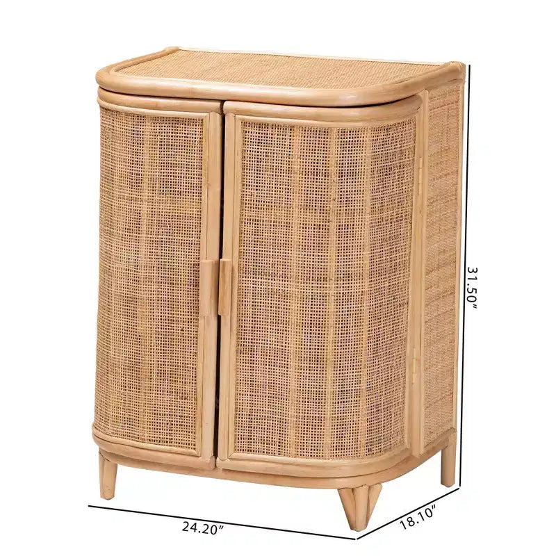 Mobile contenitore in rattan naturale bali & pari Yanka, naturale: lavorato a mano, 2 ripiani, design bohémien