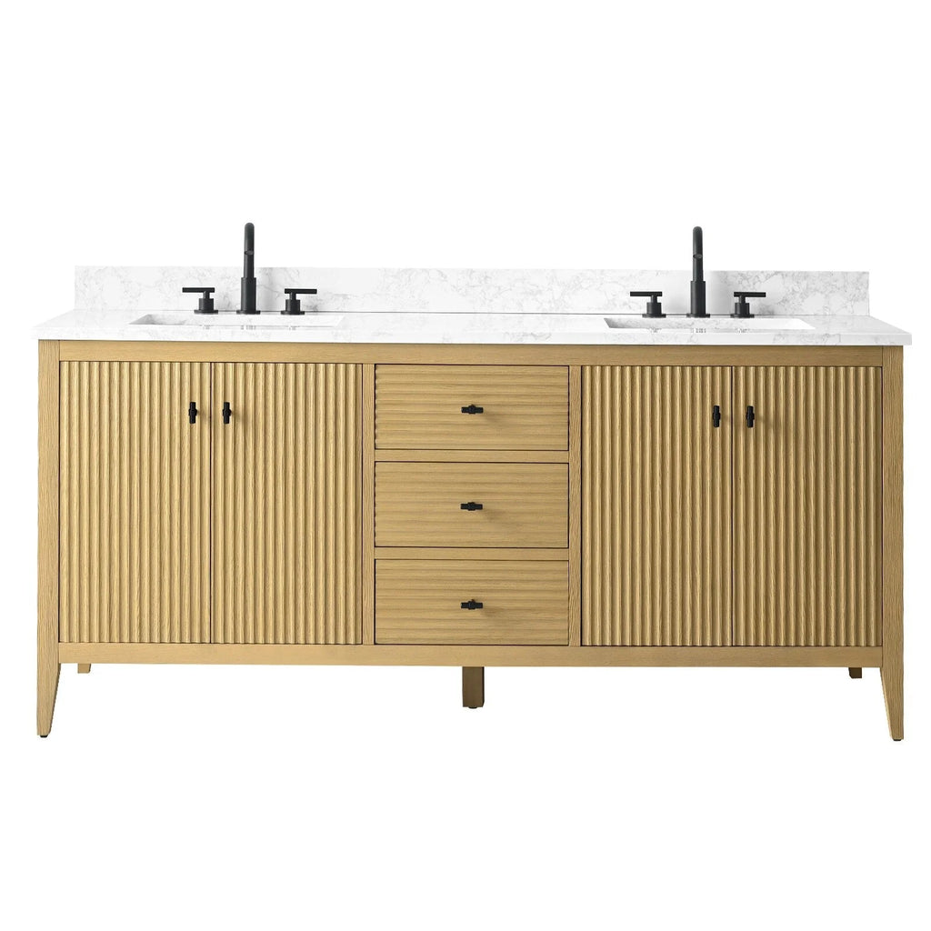 Meuble-lavabo Vanity Art 72 à double vasque avec plateau en marbre reconstitué