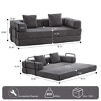 Convertible Floor Sofa Bed with Pillow Back Chenille Fabric for Living Room Bedroom