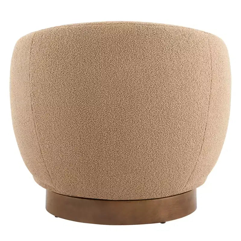 Fauteuil tonneau pivotant rembourré d’appoint Spruce&Spring avec base en bois