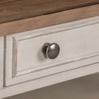 Table basse Morgan Creek blanc antique avec accents brossés couleur tabac