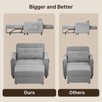 3-in-1 Pull-Out Sofa Bed Sleeper Chair , Convertible Adjustable Foldable Upholstered Lounge Couch