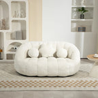 Fauteuil lounge blanc de 63,78 po, revêtu de chenille avec mousse haute densité