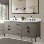 Meuble-lavabo Vanity Art 72 à double vasque avec plateau en marbre reconstitué