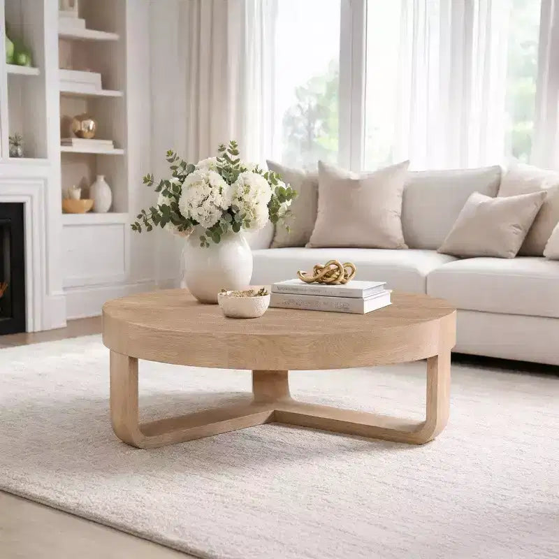 Tavolino da caffè rotondo Royal Hampton da 32" con piano e base a slitta aperta