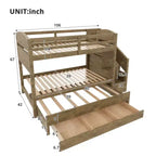 Letto a castello Whisen Twin XL con letto estraibile, contenitore, legno massello, scala contenitore, armadio e 3 cassetti, per bambini