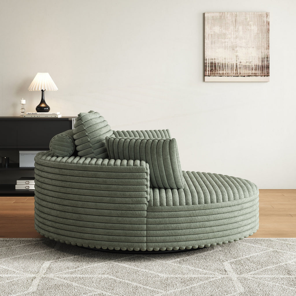 Fauteuil pivotant individuel en mousse et chenille côtelée