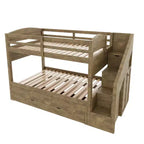 Letto a castello Whisen Twin XL con letto estraibile, contenitore, legno massello, scala contenitore, armadio e 3 cassetti, per bambini