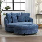 Fauteuil tonneau moderne rond avec 5 coussins et pouf en option