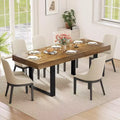 Table à manger extensible Zevemomo de 63 à 78,7 pouces, table de cuisine rectangulaire pour 6 à 10 personnes avec rail métallique et pieds coniques en U pour salle à manger ou bureau - Marron
