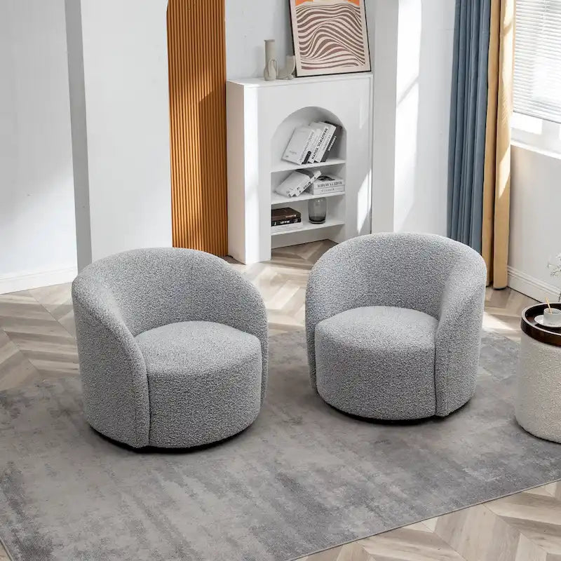 Fauteuil d’appoint pivotant KINWELL en forme de tonneau, rembourré, largeur 34 (lot de 2)