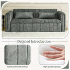Velvet Upholstered Modern Convertible Sleeper Lounge Sofa Bed with Rolled Arms Decorated with Copper Nails