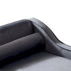French Elegant Velvet Upholstered Storage Chaise Lounge Chair with a Pillow