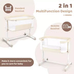 Baby Bassinet with Wheels ??Beige / Gray / Pink, Bedside Sleeper, for 1 Baby
