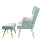 Fauteuil d’appoint avec pouf, ensemble fauteuil et pouf pour le salon, fauteuil d’appoint confortable avec accoudoirs pour la chambre, revêtement en tissu à motifs créatifs