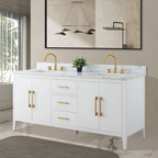 Meuble-lavabo Vanity Art 72 à double vasque avec plateau en marbre reconstitué