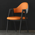 Modern Leather Curved Open Back Arm Dining Chair
