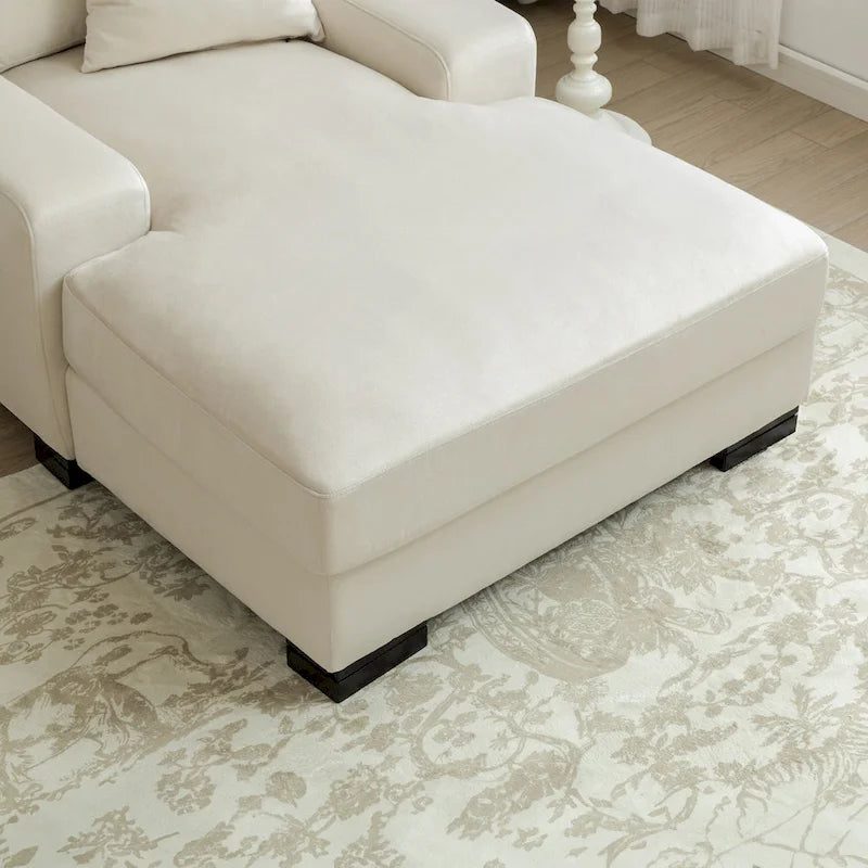 Canapé-lit moderne surdimensionné avec méridienne, style mi-siècle, avec coussin