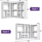 Ensemble Besiost de 3 éléments pour dressing d’angle avec étagères en colonne et tiroirs, organisateur de dressing autoportant avec tringles