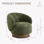 Fauteuil tonneau pivotant rembourré d’appoint Spruce&Spring avec base en bois