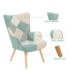 Fauteuil d’appoint avec pouf, ensemble fauteuil et pouf pour le salon, fauteuil d’appoint confortable avec accoudoirs pour la chambre, revêtement en tissu à motifs créatifs
