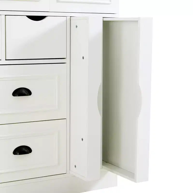 Armoire garde-manger indépendante Whisen de 71 po de hauteur, grand meuble de rangement pour salle à manger avec 4 portes pliantes, étagères et porte-bouteilles