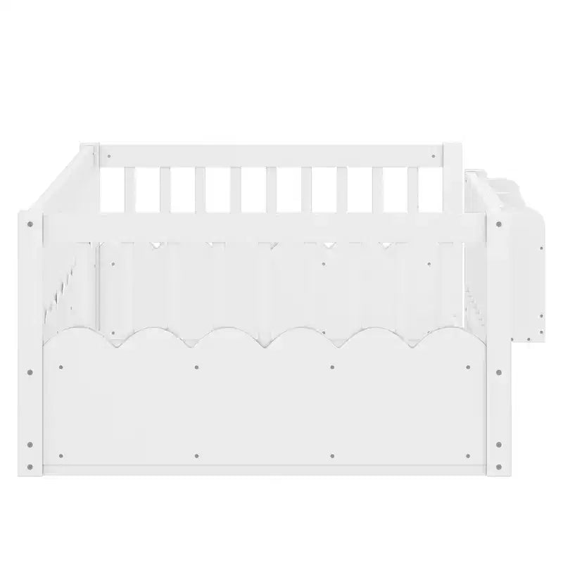 Lit cabane Montessori simple en bois Bellemave pour enfants, avec barrière surélevée et bibliothèque, pour filles et garçons