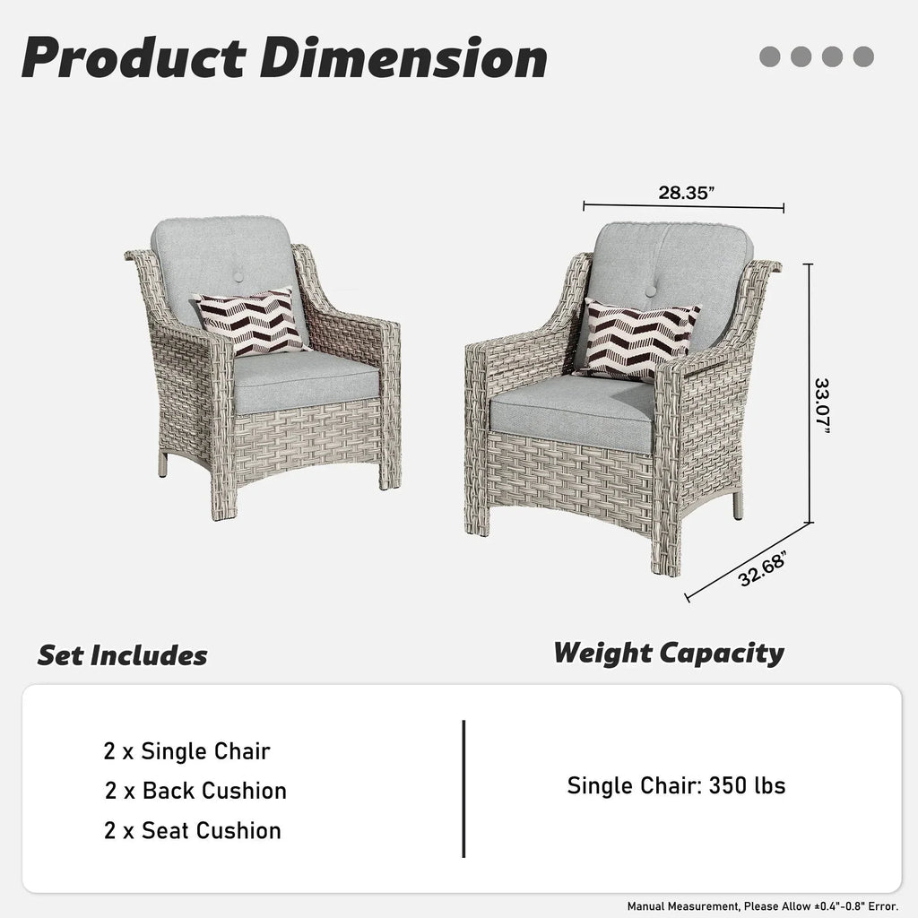 Ensemble de 2 fauteuils de jardin d’extérieur HOOOWOOO en rotin tressé à dossier haut