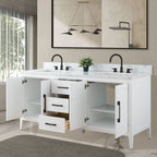Meuble-lavabo Vanity Art 72 à double vasque avec plateau en marbre reconstitué