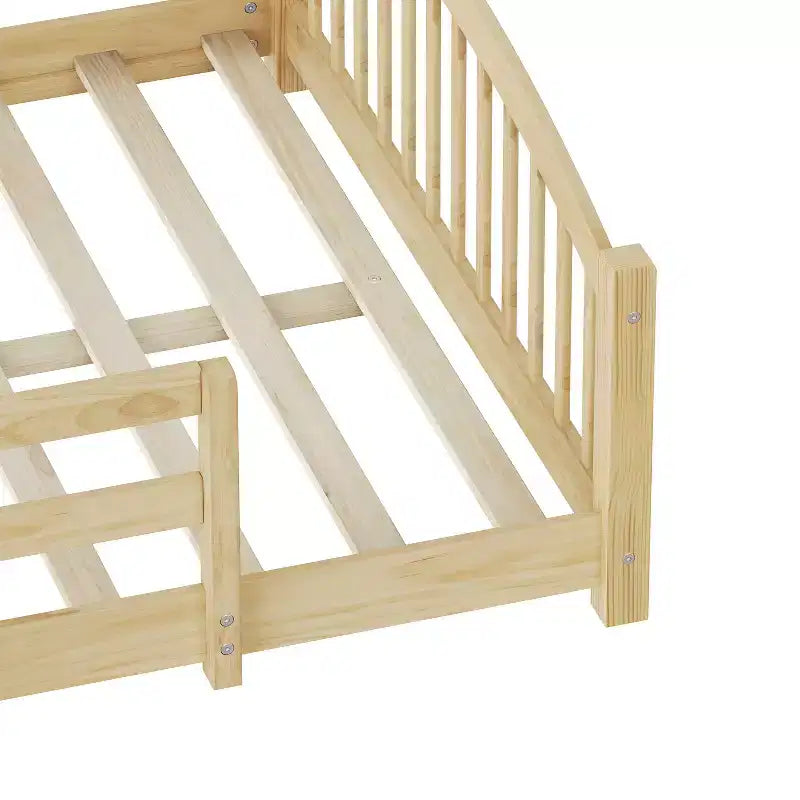 Letto Montessori basso Luxystar a una piazza e mezza, con sponde di sicurezza e testiera