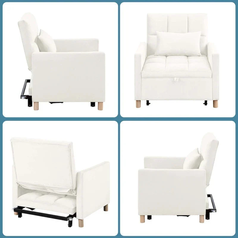 Poltrona letto trasformabile Aukfa, poltrona singola con cuscino