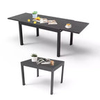 Table à manger Okak en aluminium, extensible, pour patio, salle à manger et cuisine