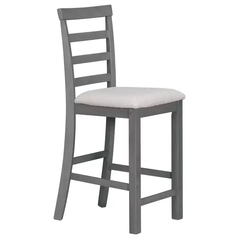 Set da pranzo in stile rustico composto da 5 pezzi, altezza bancone, con sedie per 4 persone, tavolo rettangolare in legno con ripiani contenitori e scomparto portabottiglie