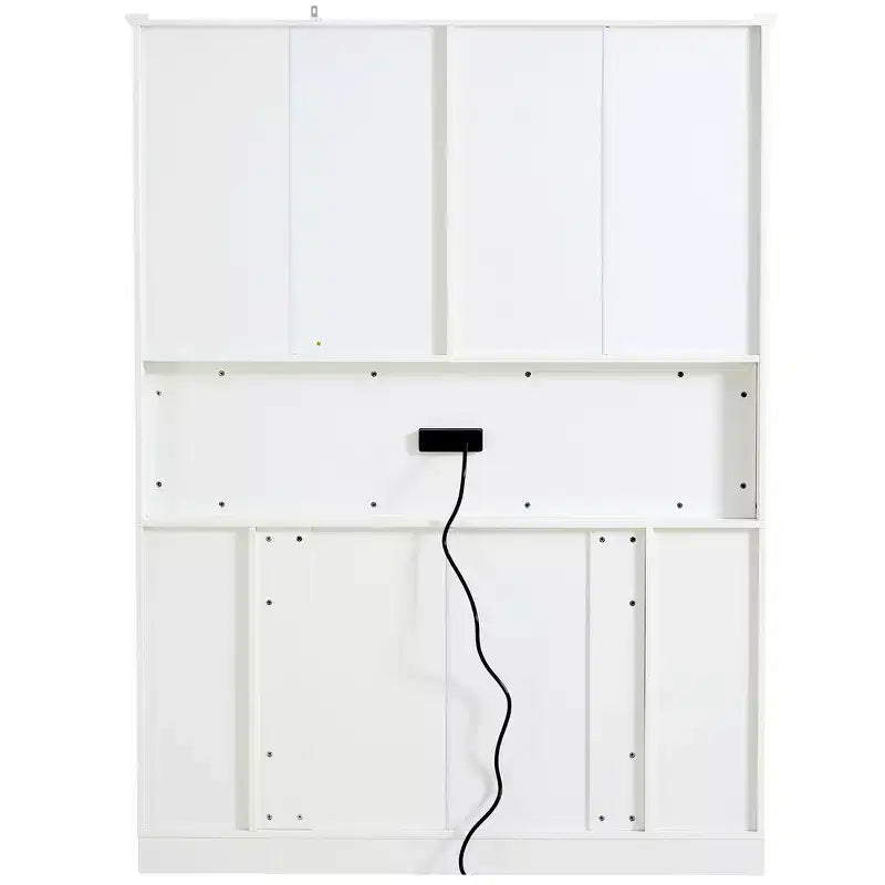 Armoire garde-manger indépendante Whisen de 71 po de hauteur, grand meuble de rangement pour salle à manger avec 4 portes pliantes, étagères et porte-bouteilles