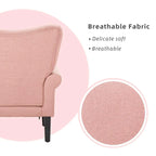 Fauteuil d’appoint moderne Erommy, fauteuil à dossier haut, canapé une place en tissu rembourré avec boutons et pieds en bois pour le salon