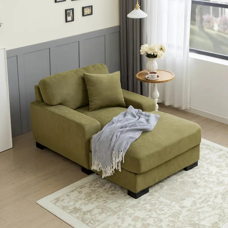 Canapé-lit moderne surdimensionné avec méridienne, style mi-siècle, avec coussin