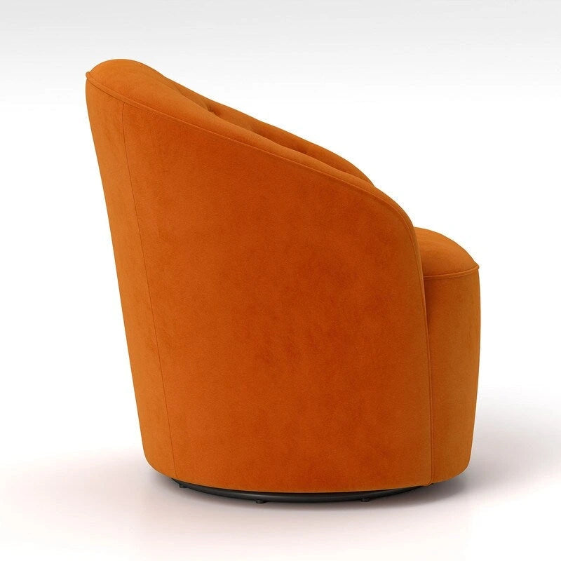 Lot de 2 fauteuils tonneau modernes SEYNAR en velours rembourré, pivotants à 360 degrés, avec dossier capitonné à boutons