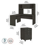 Bureau d’angle Echo en L avec surmeuble et tiroirs