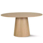 Ensemble de table à manger moderne pour 6 personnes, table ronde à piètement central, fauteuils tonneau pivotants à roulettes, chenille texturée - Panipeachy