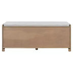 Whisen Rustic Wood Storage Bench, Entryway Shoe Bench with Removable Cushion, Adjustable Shelves