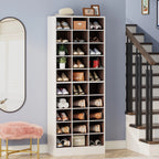 Meuble à chaussures haut pour 30 paires, étagère de rangement blanche en bois à 10 niveaux pour placard et entrée – 10 niveaux