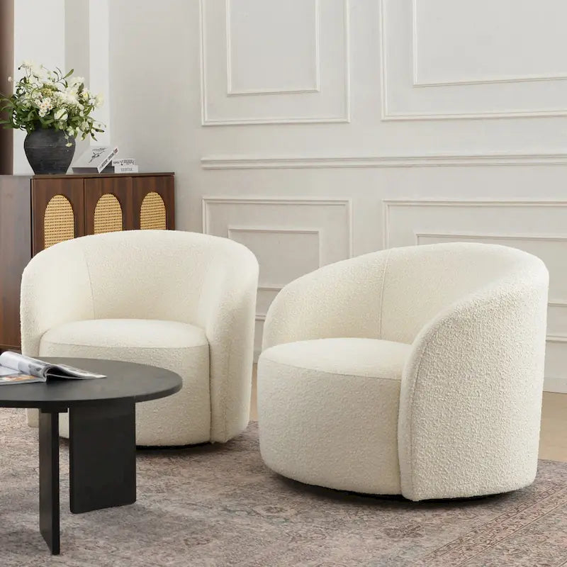 Fauteuil d’appoint pivotant KINWELL en forme de tonneau, rembourré, largeur 34 (lot de 2)