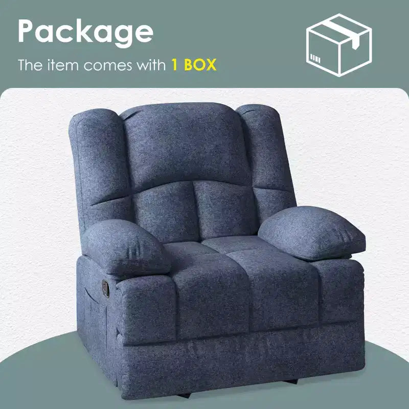 Fauteuil inclinable à bascule bleu surdimensionné avec revêtement en chenille