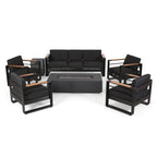 Giovanna Outdoor-Aluminium-Sitzgruppe für 7 Personen mit Feuerstelle von Christopher Knight Home
