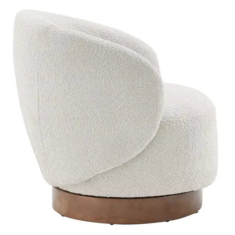 Fauteuil tonneau pivotant rembourré d’appoint Spruce&Spring avec base en bois