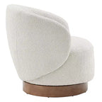 Fauteuil tonneau pivotant rembourré d’appoint Spruce&Spring avec base en bois