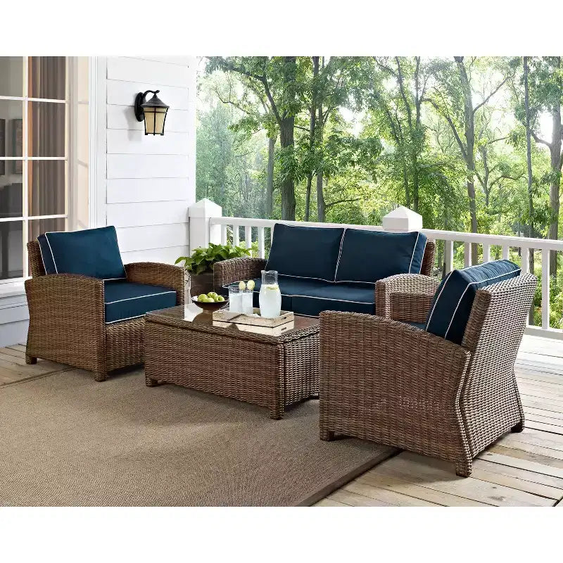 Bradenton 4-delige loungeset van wicker voor buiten - Crosley