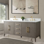 Meuble-lavabo Vanity Art 72 à double vasque avec plateau en marbre reconstitué