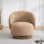 Fauteuil tonneau pivotant rembourré d’appoint Spruce&Spring avec base en bois